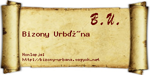 Bizony Urbána névjegykártya